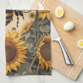  bij en zonnebloemen theedoek (Quarter Fold)