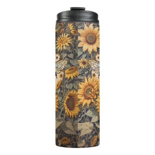  bij en zonnebloemen thermosbeker (Voorkant)