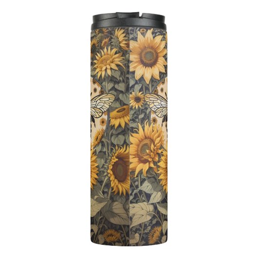  bij en zonnebloemen thermosbeker (Achterkant)