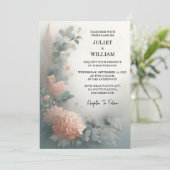 Bij Eucalyptus Lace Tule Pastel Stoffig Blauw Brui Kaart (Staand voorkant)