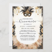 Bij Fancy Prom Mask Fun Masquerade Ball Quinceaner Kaart (Voorkant)