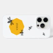 Bij Gele Aangepaste Naam Modern Honingraat Zomer Case-Mate iPhone Case (Achterkant (horizontaal))