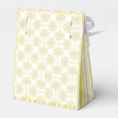 Bij gele en grijze geometrische aangepaste bedankdoosjes (Achterkant)