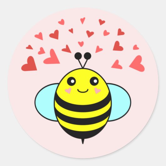 Bij Gelukkig Liefdeshart Ronde Sticker (Voorkant)