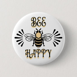 Bij Gelukkig | Vintage Kleuren Honingbij Ronde Button 5,7 Cm
