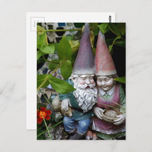 Bij Gnome in de tuin Briefkaart (Voorkant / Achterkant)
