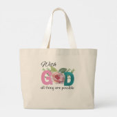 Bij God is alles Christelijk mogelijk Grote Tote Bag (Achterkant)