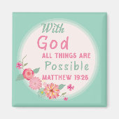 Bij God is alles mogelijk (licht Blauwgroen) Magneet (Voorkant)