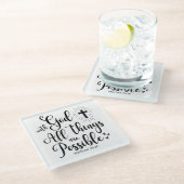 Bij God is alles mogelijk (Matteüs 19:26) Glazen Onderzetter (Schuin)