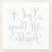 Bij God is alles mogelijk (Matteüs 19:26) Glazen Onderzetter (Achterkant)