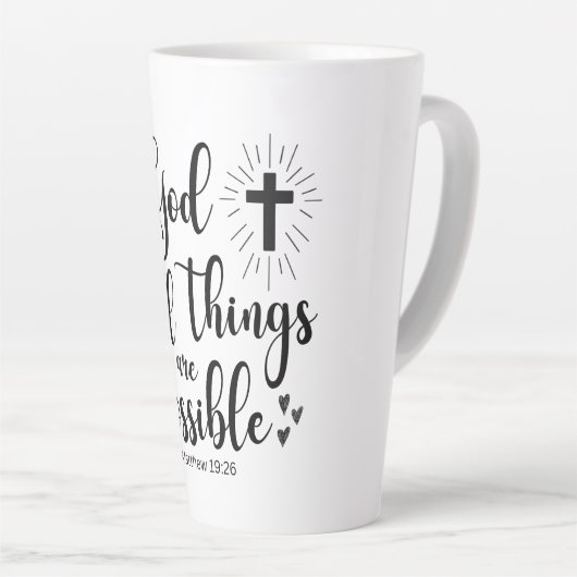 Bij God is alles mogelijk (Matteüs 19:26) Latte Mok (Rechterhoek)