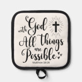 Bij God is alles mogelijk (Matteüs 19:26) Pannenlap (Voorkant)