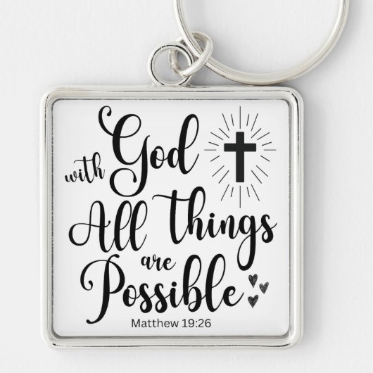 Bij God is alles mogelijk (Matteüs 19:26) Sleutelhanger (Voorkant)