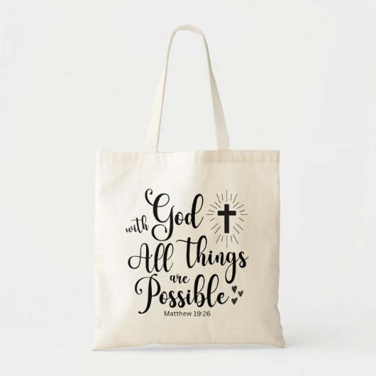 Bij God is alles mogelijk (Matteüs 19:26) Tote Bag (Voorkant)