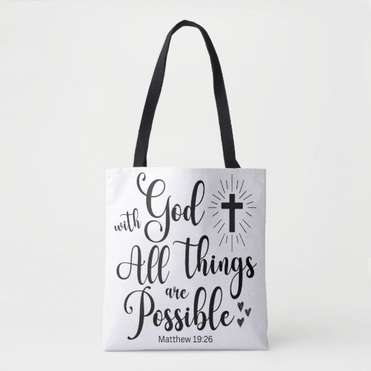 Bij God is alles mogelijk (Matteüs 19:26) Tote Bag (Voorkant)