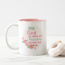 Bij God is alles mogelijk (Matteüs 19:26) Tweekleurige Koffiemok