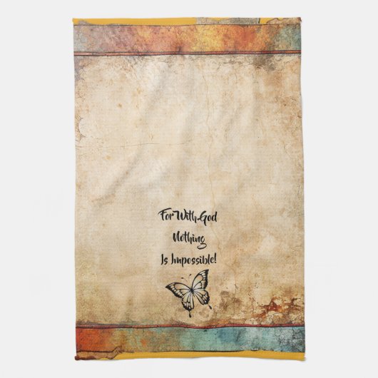Bij God is alles mogelijk rustieke keukenhanddoek (Verticaal)