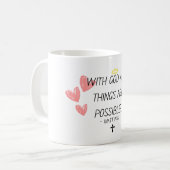 "Bij God is alles mogelijk", zegt de Bijbel Koffiemok (Voorkant links)