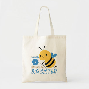 Bij Groot Zuster Sibling Reveal Met Naam Boodschap Tote Bag