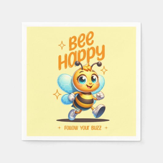 Bij Happy Cute Bij Feest Papieren Servetten (Voorkant)