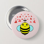 Bij Happy Liefdeshart Ronde Button 7,6 Cm (Voorkant /achterkant)