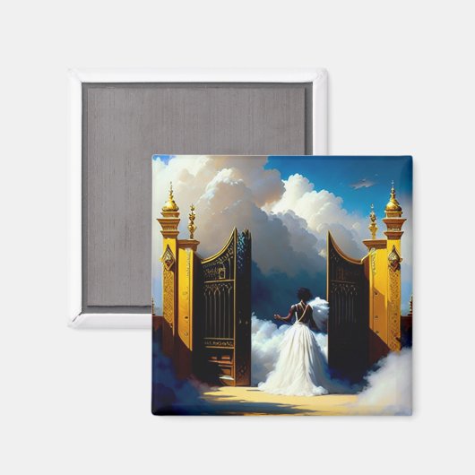 Bij het Christelijke kunstmagneet van de Gate Blac Magneet (Voorkant / Achterkant)