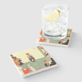 Bij het eten door Norman Rockwell Stenen Onderzetter (Zijkant)