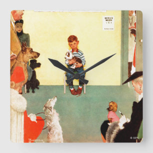 Bij het eten door Norman Rockwell Vierkante Klok