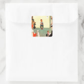 Bij het eten door Norman Rockwell Vierkante Sticker (Tas)