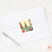 Bij het eten door Norman Rockwell Vierkante Sticker (Envelop)