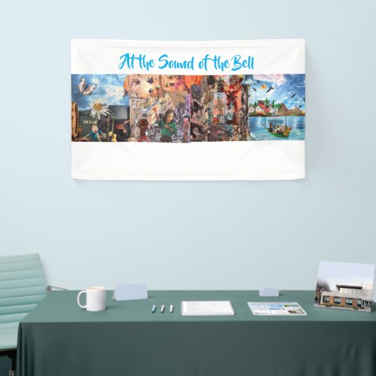 Bij het geluid van de bel spandoek (Beurs)