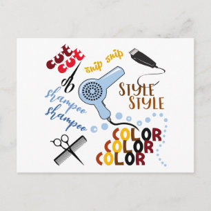 Bij het haarsalon briefkaart