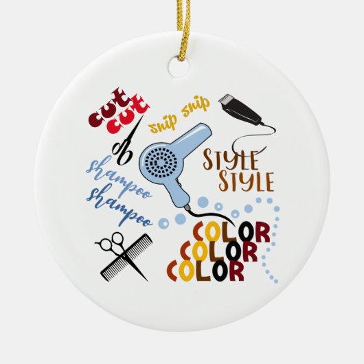 Bij het haarsalon keramisch ornament (Voorkant)