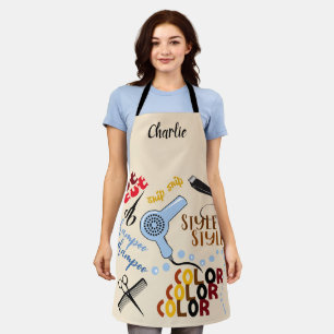 Bij het haarsalon schort