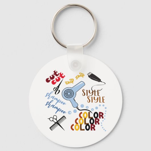 Bij het haarsalon sleutelhanger (Voorkant)