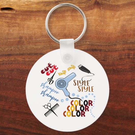 Bij het haarsalon sleutelhanger (Voorkant)
