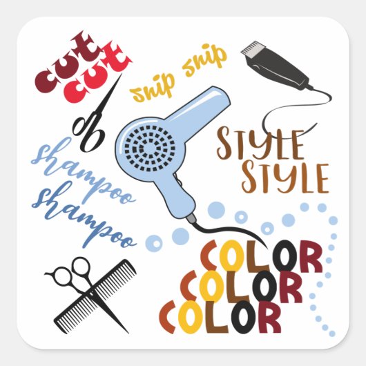 Bij het haarsalon vierkante sticker (Voorkant)