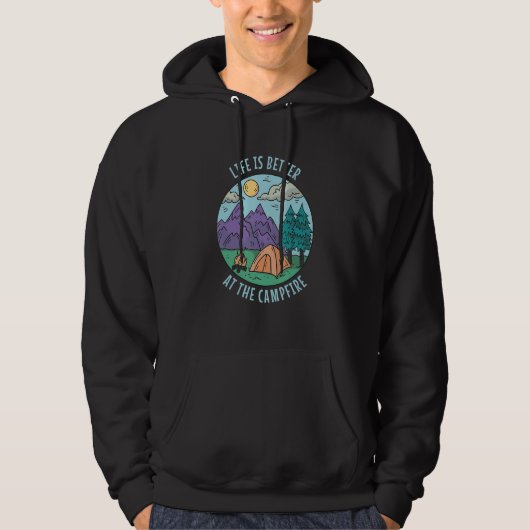 Bij het kampvuur Camping Kampeerder Hoodie (Voorkant)