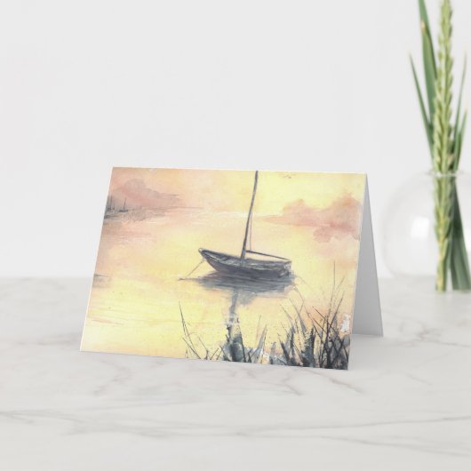 Bij het Lege Wenskaart van de Zeilboot van de Kaart (Voorkant)