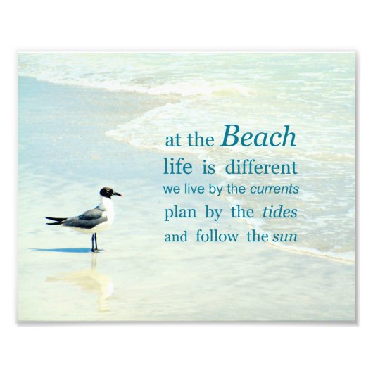 Bij het Leven van de Beach is verschillend Citaat Foto Afdruk (Voorkant)
