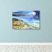 Bij het licht van de zilveren maan canvasprint canvas afdruk (Insitu (Houten vloer))