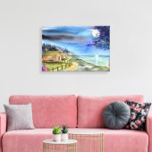 Bij het licht van de zilveren maan canvasprint canvas afdruk (Insitu (Woonkamer))