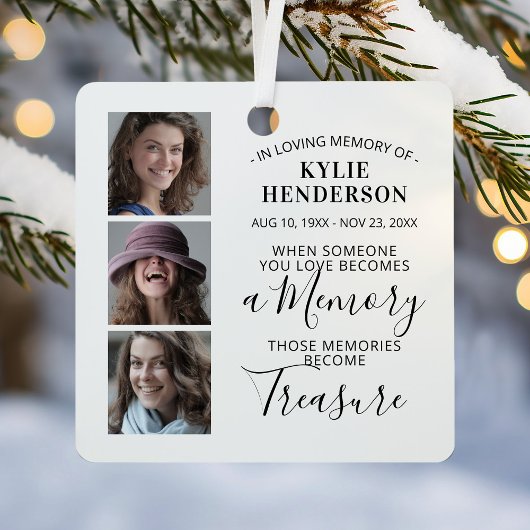 Bij het liefhebben van 3-fotokerst metalen ornament