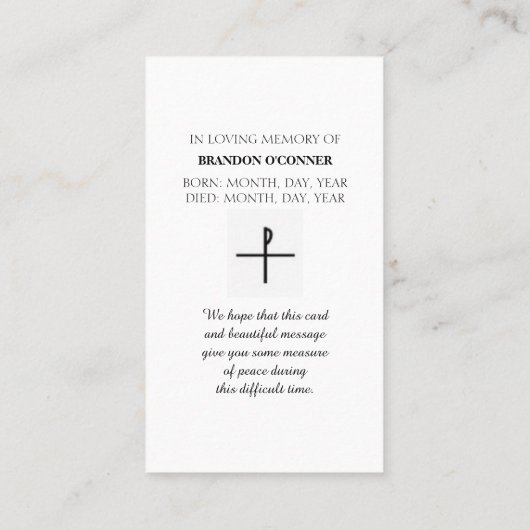 Bij het liefhebben van de geheugensympathikaart visitekaartje (Achterkant)