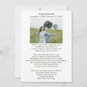 Bij het liefhebben van een begrafenisgebeddenkaart kaart (Achterkant)