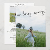 Bij het liefhebben van een begrafenisgebeddenkaart kaart (Voorkant / Achterkant)