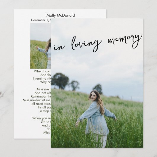 Bij het liefhebben van een begrafenisgebeddenkaart kaart (Voorkant / Achterkant)