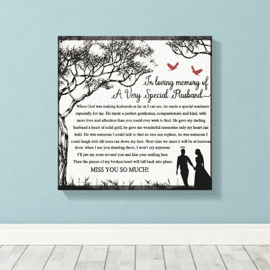 Bij het liefhebben van geheugen/echtgenoot canvas afdruk (Insitu (Houten vloer))