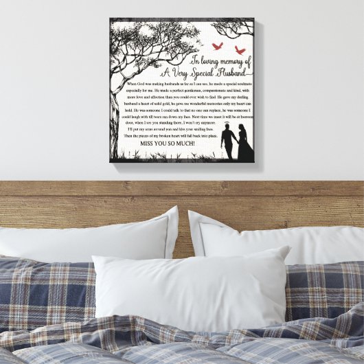 Bij het liefhebben van geheugen/echtgenoot canvas afdruk (Insitu (Slaapkamer))