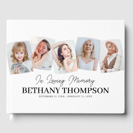 Bij het liefhebben van geheugen foto-collage begra gastenboek (Voorkant)